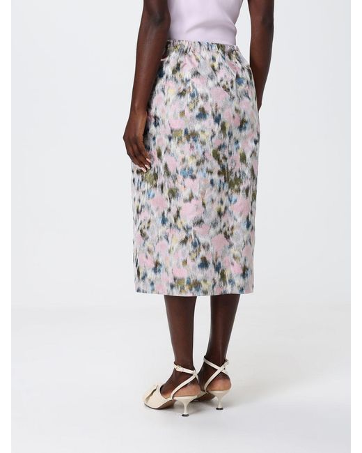 Fabiana Filippi Pink Jersey Midi Skirt With Floral Print