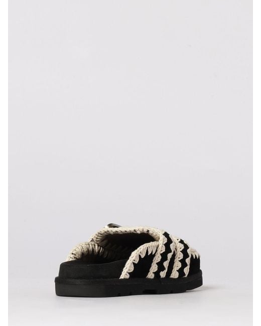 Mou White Low Bio Suede Sabot With Stitching