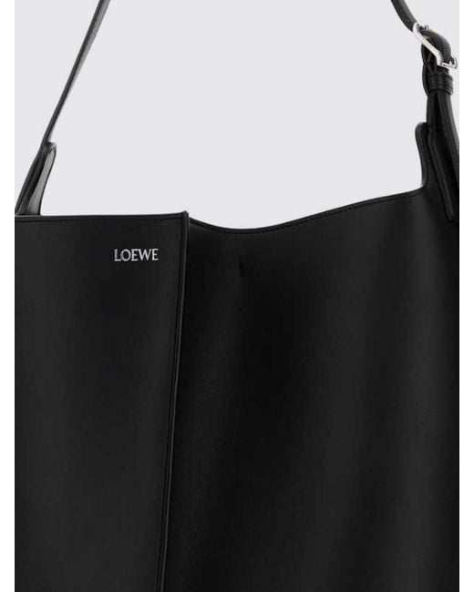 Loewe Black Cylindrical Calfskin Leather Shoulder Bag With Embossed Logo