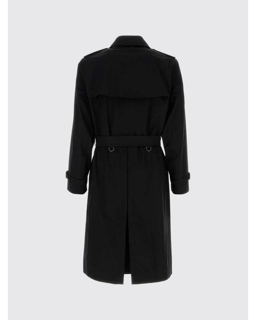 Burberry Black Long Double-Breasted Cotton Trench Coat With Belt And Epaulettes for men