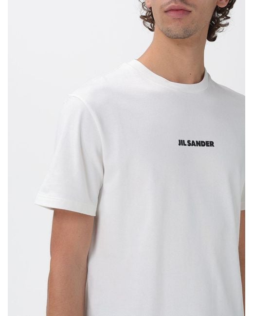 Jil Sander White Cotton T-Shirt With Logo for men