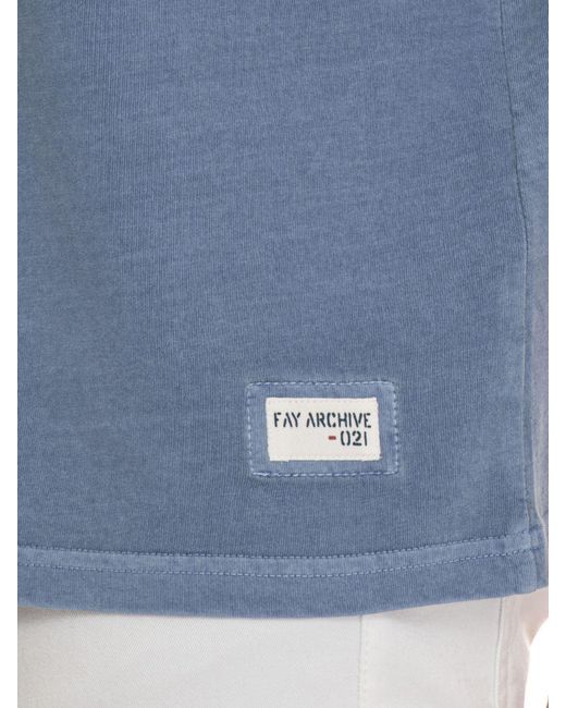 Fay Blue Basic Cotton T-Shirt for men