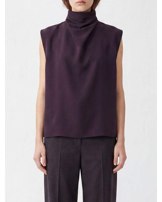 Alaïa Blue Sleeveless Viscose Blend Blouse With Scarf Neck Detail
