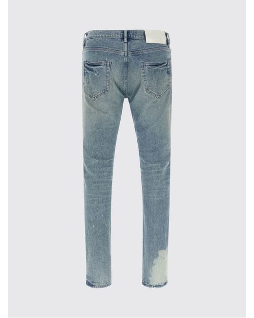 Purple Blue Distressed Skinny Fit Mid-Rise Denim Jeans for men