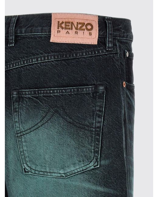 KENZO Green Wide Leg Denim Jeans for men