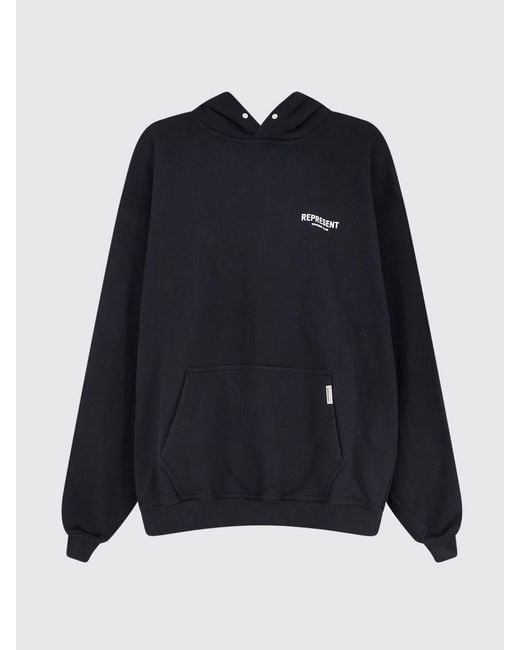 Represent Blue Relaxed Fit Cotton Hoodie With Printed Logo for men