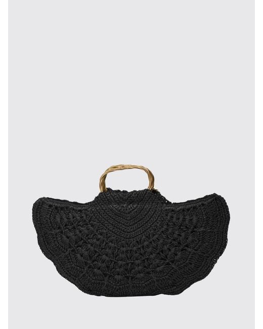 Twinset Black Crochet Raffia Handbag