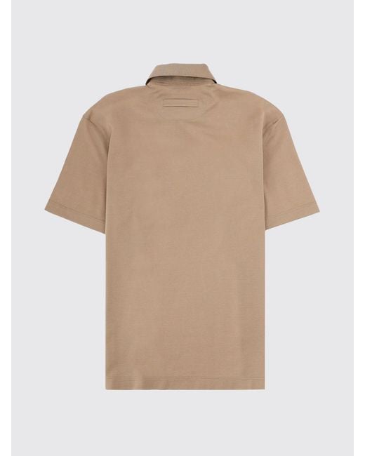 Zegna Natural Cotton Polo Shirt With Logo for men