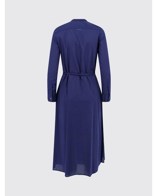 Aspesi Blue Cotton Shirtdress With Ruffles