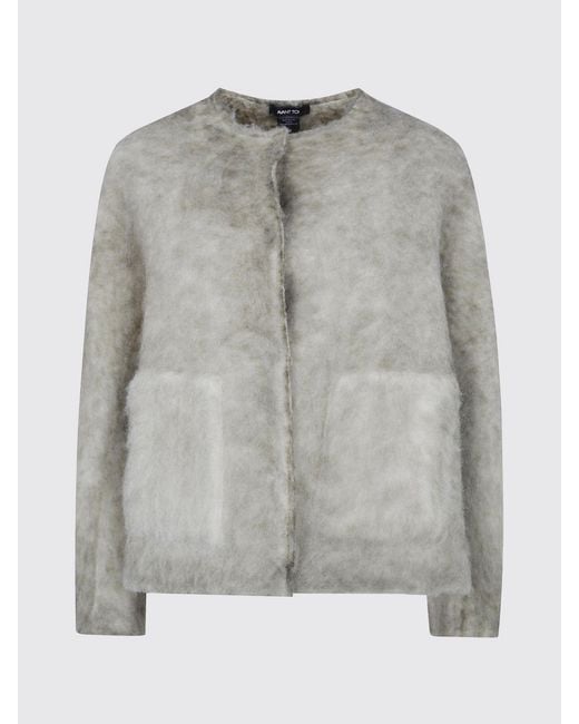 Avant Toi Green Short Alpaca Wool-Blend Coat With Crew Neck And Patch Pockets