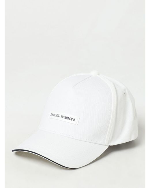 Cappello in cotone con logo di Emporio Armani in White da Uomo