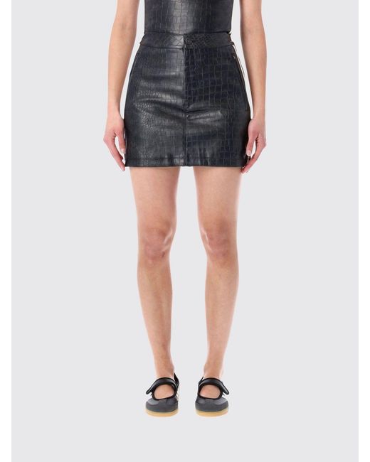 Adidas Originals Blue Crocodile Print Faux Leather Mini Skirt