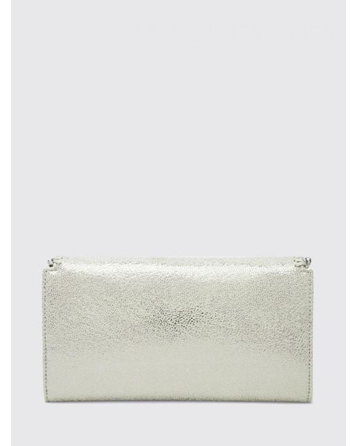 Stella McCartney Gray Falabella Laminated Cracked Synthetic Suede Wallet