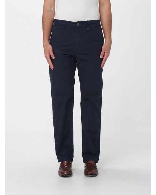 Murphy & Nye Blue Slim Fit Cotton Chino Pants With Welt Pockets for men