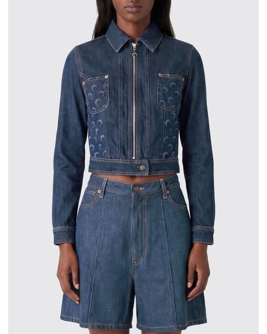 MARINE SERRE Blue All-Over Logo Denim Jacket