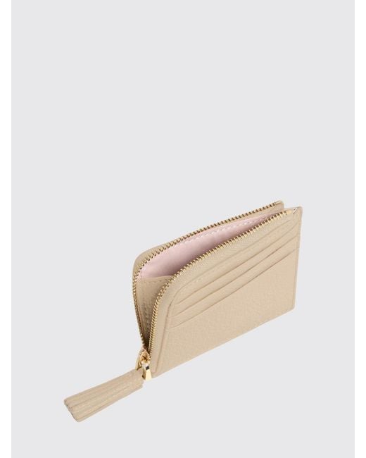 Coccinelle Natural Tassel Grained Leather Credit Card Holder