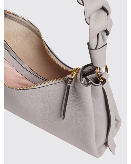Coccinelle Gray Boheme Grained Leather Bag