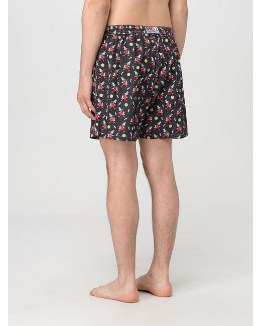Mc2 Saint Barth Black Printed Swim Trunks With Side Pockets for men