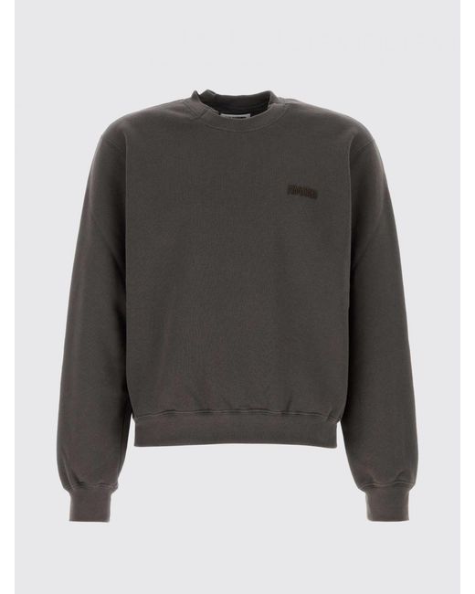 Magliano Gray Crewneck Cotton Jumper With Contrast Logo And Dropped Shoulders for men