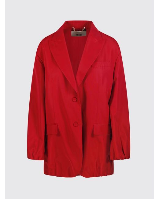 Fendi Red Viscose Single-Breasted Blazer