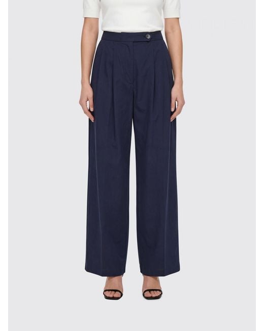 Semicouture Blue Cotton Poplin Trousers