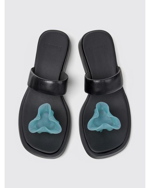 Camper White Dana Leather And Silicone Sandals