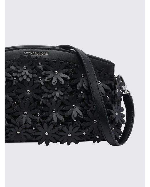 Michael Kors Black Athena Polyurethane Blend Clutch With Floral Appliqués