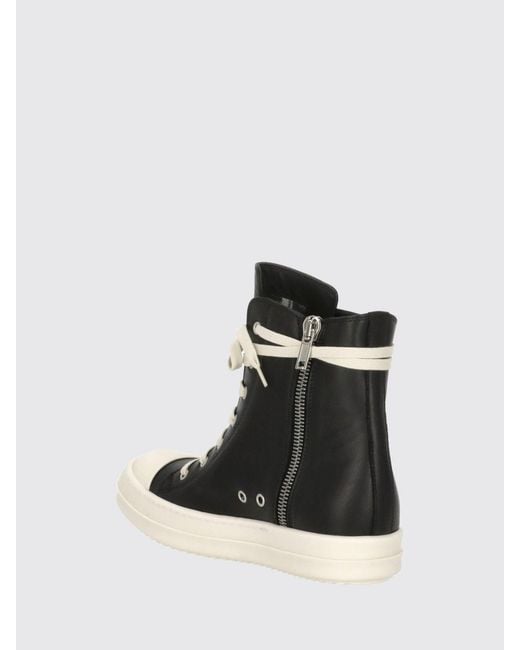 Rick Owens Black High-Top Smooth Calfskin Trainers With Side Zip Closure