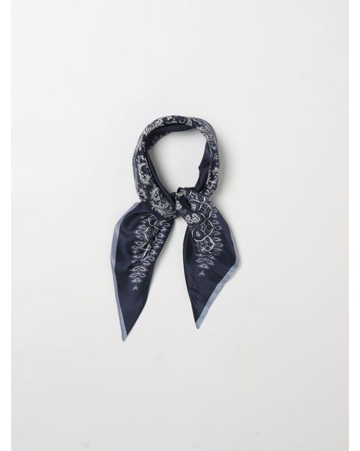 Etro Blue Paisley Print Silk Twill Bandana for men