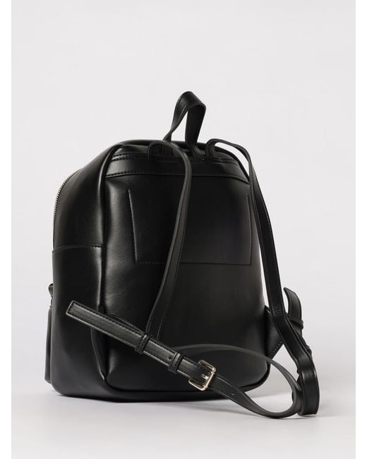 Just Cavalli Black Faux Leather Backpack With Charm