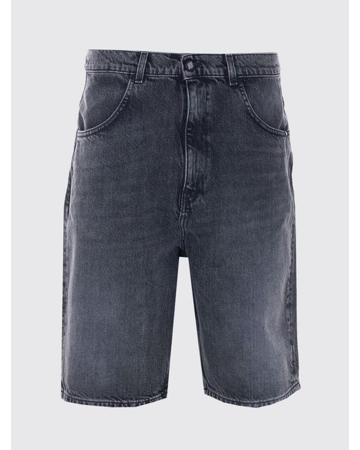 AMISH Blue Five-Pocket Knee-Length Denim Bermuda Shorts With Belt Loops for men