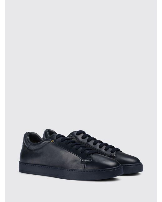 Doucal's Blue Leather Sneakers for men