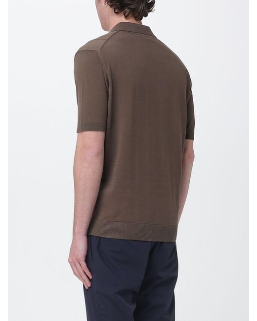 Kangra Brown Cotton Knit Polo Shirt for men