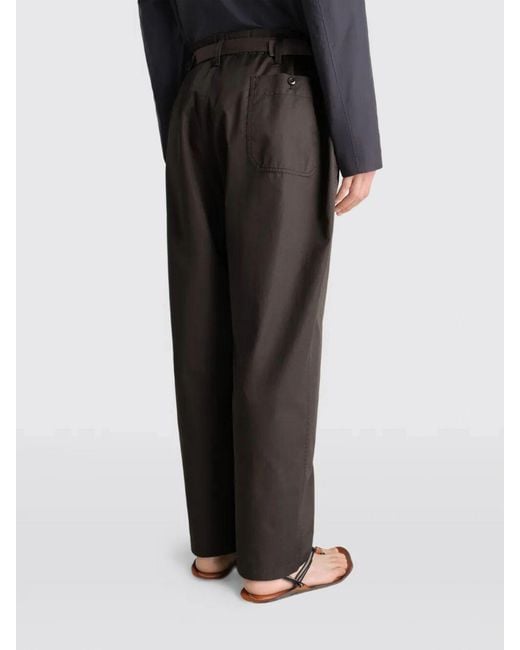 Lemaire Gray Wide-Leg Cotton Trousers With Mid-Rise Waist And Slash Pockets for men