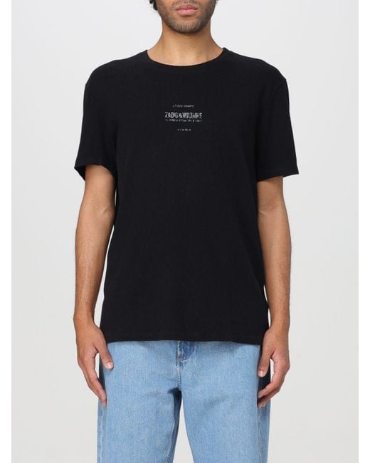 T-shirt in lino con logo di Zadig & Voltaire in Black da Uomo