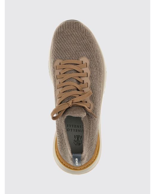 Brunello Cucinelli Brown Low-Top Knit Sneakers for men