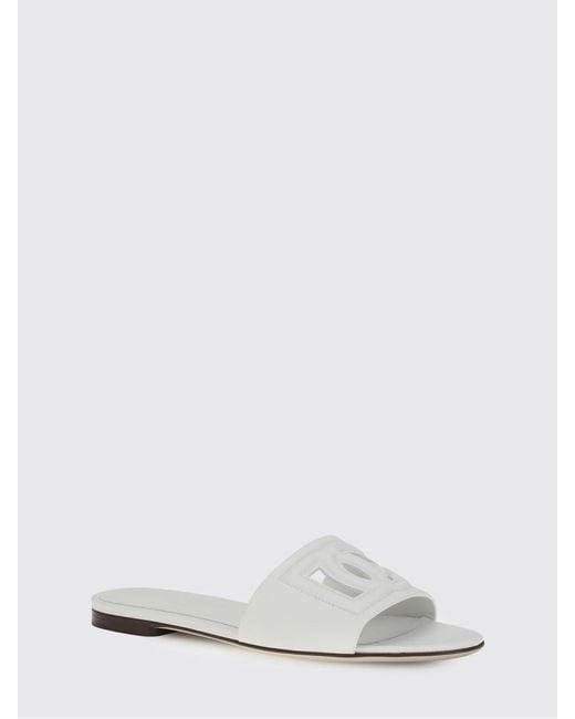 Dolce & Gabbana White Dolce &Amp Gabbana Dg Leather Sandals