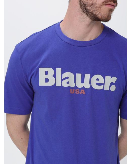 Blauer Blue Cotton T-Shirt With Logo for men