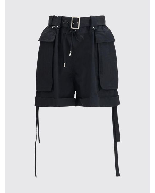 McQueen Black Cotton Cargo Shorts