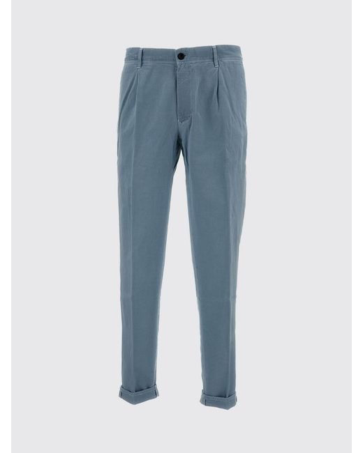 Incotex Blue Cotton And Linen Chino Trousers for men