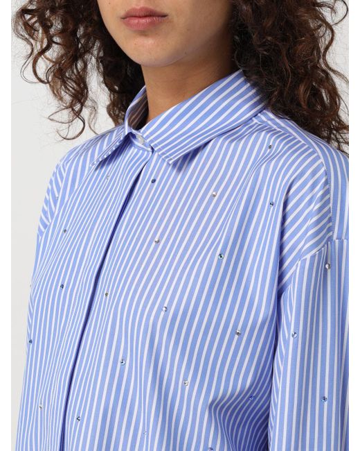 Camicia in misto cotone con strass di MSGM in Blue