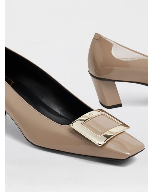 Roger Vivier Natural Belle Vivier Patent Leather Pumps