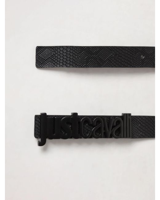 Cintura in pelle stampa pitone di Just Cavalli in Black da Uomo