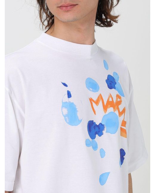 T-shirt in jersey con stampa di Marni in White da Uomo