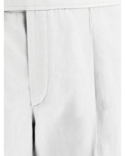 Brioni White Cotton And Linen Tailored Trousers for men