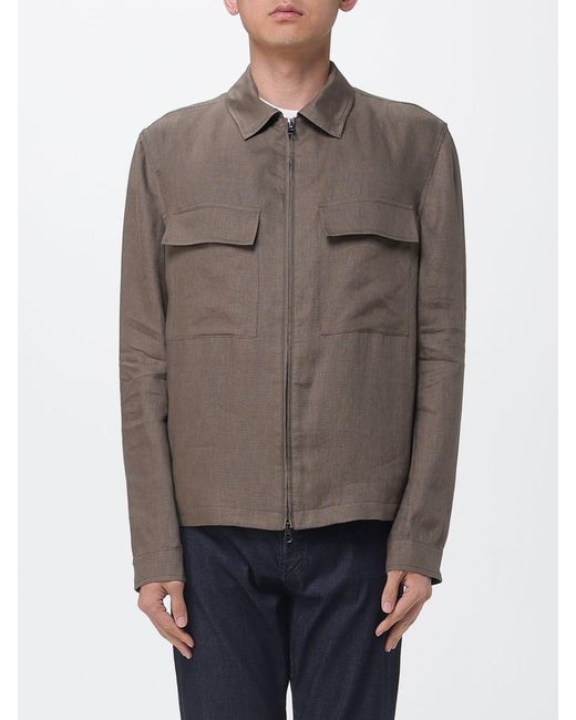 Manuel Ritz Gray Relaxed Fit Twill Shirt Jacket With Zip Closure for men