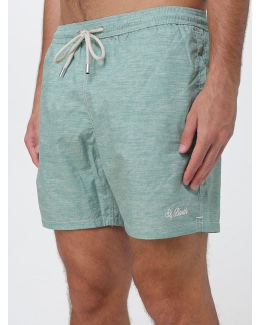 Mc2 Saint Barth Blue Short Nylon Swim Trunks With Elastic Waist And Logo for men