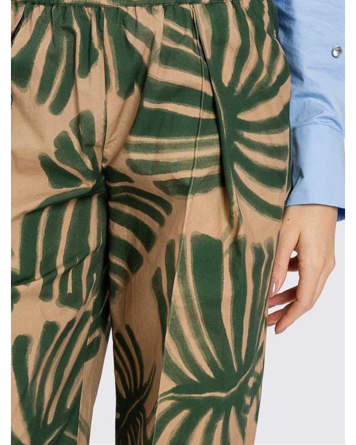 Twinset Green Printed Cotton Trousers