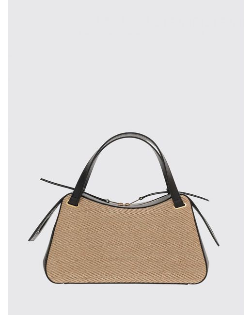 Jil Sander Natural Dune Raffia And Leather Bag