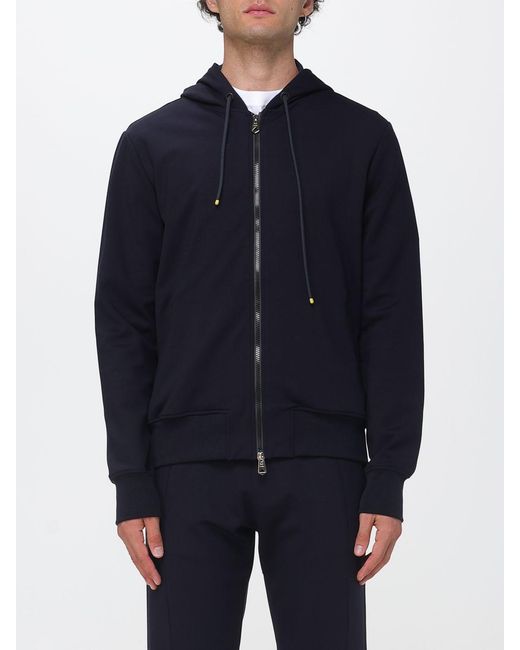 Paul Smith Blue Cotton Zip-Up Hoodie With Dropped Shoulders for men
